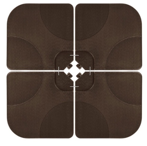 4-Piece Cantilever Offset Patio Umbrella Stand Square Base Plate Set, Brown - Lot 504