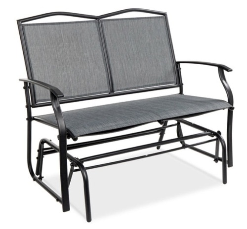 2-Person Patio Loveseat Swing Glider, Bench Rocker w/ Armrests, Gray - Lot 509