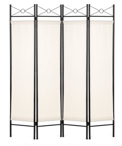 4-Panel Folding Privacy Screen Room Divider Decoration Accent, 6ft, White - Lot 523