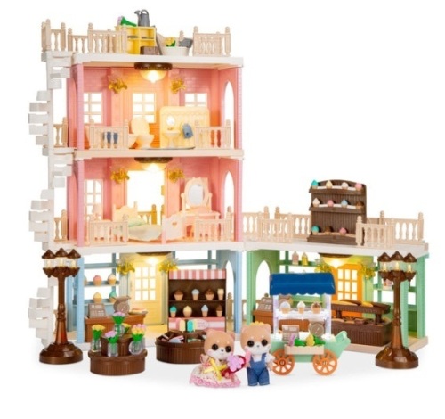 Deluxe Cottage Dollhouse Mansion Pretend Toy Playset w/ Tiny Critters - Lot 528