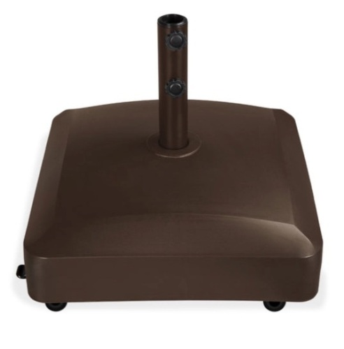 Fillable Mobile Umbrella Base Stand w/ 4 Wheels, 2 Locks, 123lb Capacity, Bronze - Lot 532