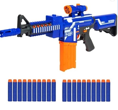 Best Choice Products Kids Motorized Foam Dart Blaster, Toy Combat Battle Set w/ Electric Motor, High-Capacity Drum, 20 Soft Darts, Long Distance Shooting - Multicolor - Lot 534