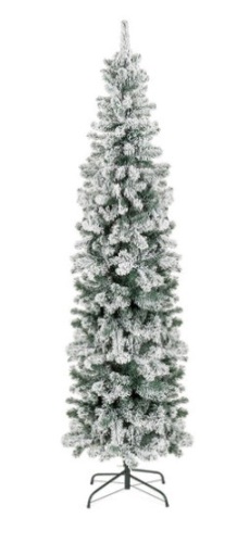 Snow Flocked Artificial Pencil Christmas Tree w/ Stand, 7.5 Ft. - Lot 538