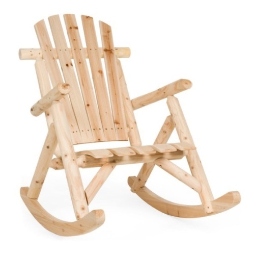 Rocking Wood Adirondack Chair Accent Furniture w/ Natural Finish - Lot 549