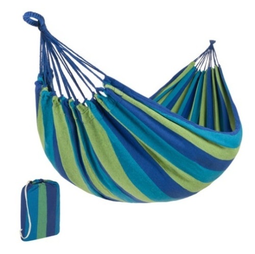 2-Person Brazilian-Style Double Hammock w/ Portable Carrying Bag, Blue - Lot 577