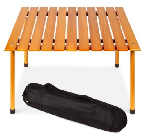 Foldable Indoor Outdoor Wooden Table w/ Carrying Case - 28x28in - Lot 578