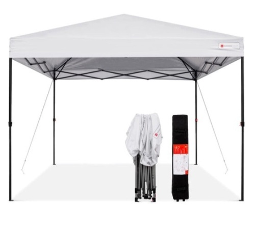 One-Person Setup Instant Pop Up Canopy w/ Wheeled Bag - 10x10ft, White - Lot 579