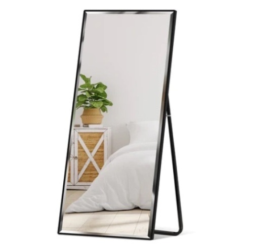 Full Length Mirror, Wall Hanging & Leaning Floor Mirror, 65x22in, Black - Lot 662