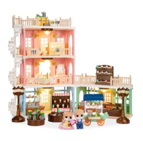 Deluxe Cottage Dollhouse Mansion Pretend Toy Playset w/ Tiny Critters - Lot 664
