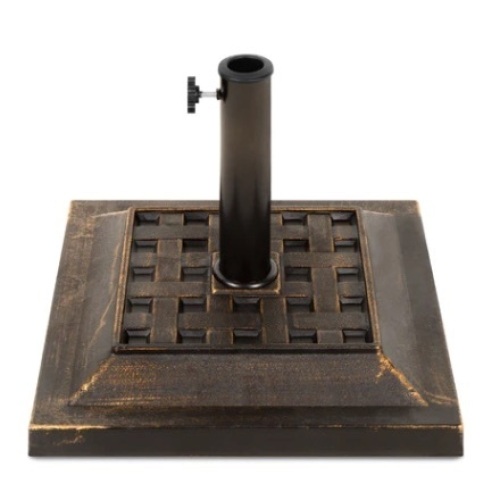 26lb Steel Square Patio Umbrella Base Stand, Basketweave Pattern - Lot 665
