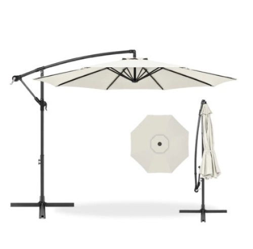 Offset Hanging Patio Umbrella, 10ft, Cream - Lot 671