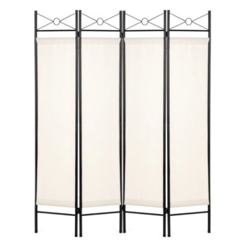 4-Panel Folding Privacy Screen Room Divider Decoration Accent, 6ft, White - Lot 673
