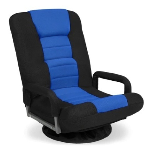 Gaming Floor Chair w/ 360-Degree Swivel, Armrest, Adjustable Backrest, Black/Blue - Lot 688