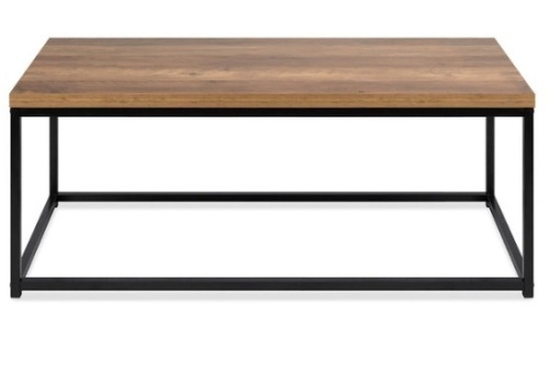 44in Modern Industrial Rectangular Wood Grain Coffee Table w/ Metal Frame, Brown - Lot 401