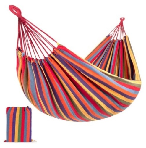 2-Person Brazilian-Style Double Hammock w/ Portable Carrying Bag, Rainbow - Lot 415
