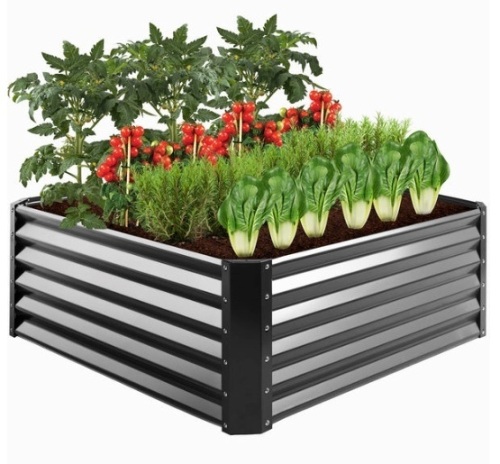 Outdoor Metal Raised Garden Bed for Vegetables, Flowers, Herbs - 4x4x1.5ft - Lot 427