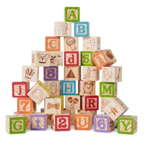 40-Piece Kids Wooden ABC Block Set Toddler STEM Toy w/ Carrying Case - Lot 434