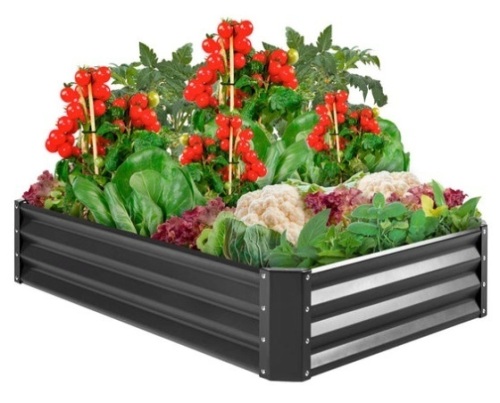 Outdoor Metal Raised Garden Bed for Vegetables, Flowers, Herbs, Dark Gray - Lot 435
