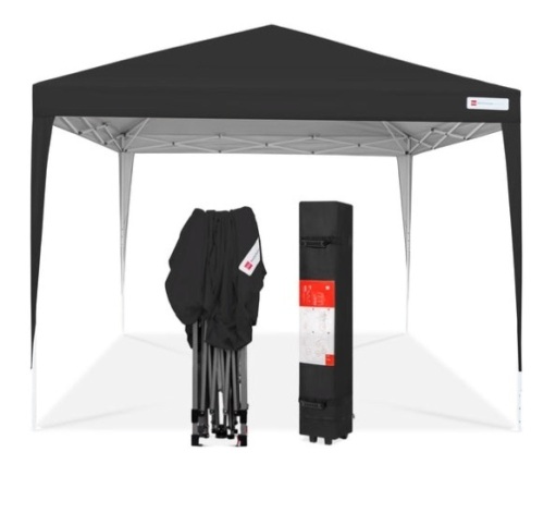 Outdoor Portable Pop Up Canopy Tent w/ Carrying Case, 10x10ft, Black - Lot 438