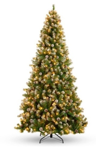 Pre-Lit Pre-Decorated Christmas Tree w/ Flocked Tips, Pine Cones, 6 Ft. - Lot 440
