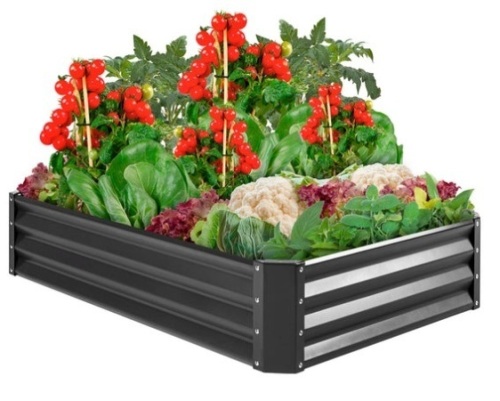 Outdoor Metal Raised Garden Bed for Vegetables, Flowers, Herbs, Dark Gray - Lot 443