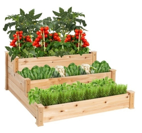 3-Tier Raised Fir Wood Garden Bed Planter - Lot 444