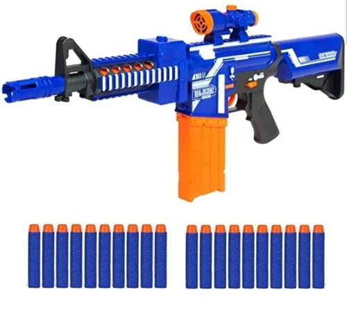 Best Choice Products Kids Motorized Foam Dart Blaster, Toy Combat Battle Set w/ Electric Motor, High-Capacity Drum, 20 Soft Darts, Long Distance Shooting - Multicolor - Lot 445