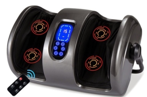 Reflexology Shiatsu Foot Massager w/ High-Intensity Rollers, Remote Control, Gray - Lot 460