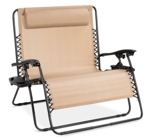 2-Person Double Wide Zero Gravity Chair Lounger w/ Cup Holders, Headrest - Lot 465