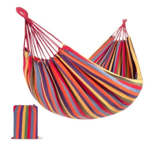 2-Person Brazilian-Style Double Hammock w/ Portable Carrying Bag, Rainbow - Lot 475