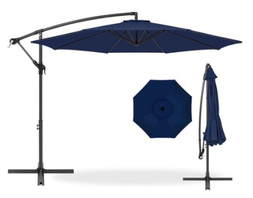 Offset Hanging Patio Umbrella - 10ft, Navy Blue - Lot 483