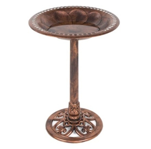 Vintage Outdoor Garden Bird Bath w/ Fleur-de-Lis Accents, Copper - Lot 711
