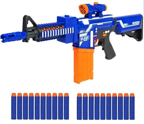 Best Choice Products Kids Motorized Foam Dart Blaster, Toy Combat Battle Set w/ Electric Motor, High-Capacity Drum, 20 Soft Darts, Long Distance Shooting - Multicolor - Lot 495