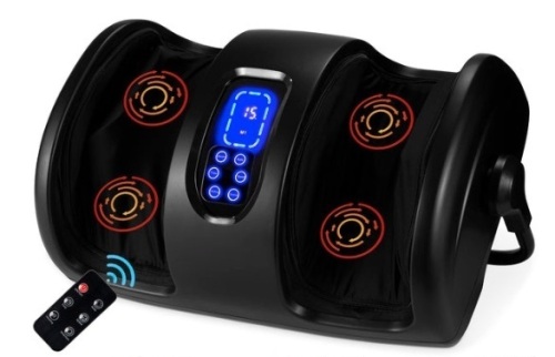 Reflexology Shiatsu Foot Massager w/ High-Intensity Rollers, Remote Control, Satin Black - Lot 591