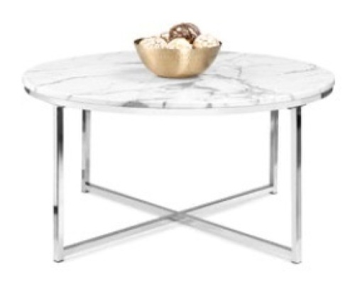 Round Coffee Table w/ Faux Marble Top, 24 In. - Lot 584