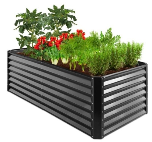Outdoor Metal Raised Garden Bed for Vegetables, Flowers, Herbs - 6x3x2ft, Gray - Lot 596