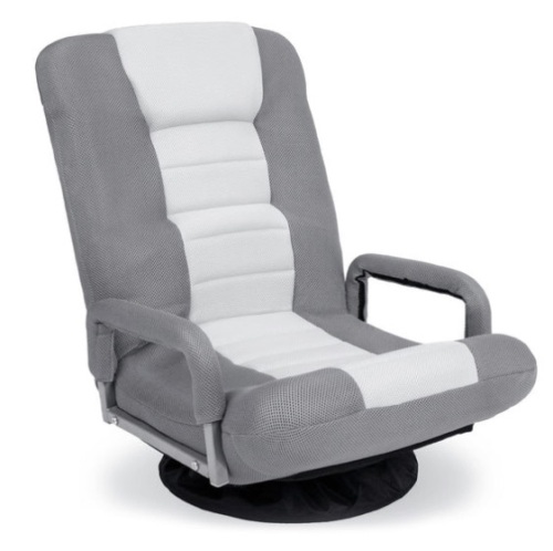 Gaming Floor Chair w/ 360-Degree Swivel, Armrest, Adjustable Backrest, Gray/White - Lot 599