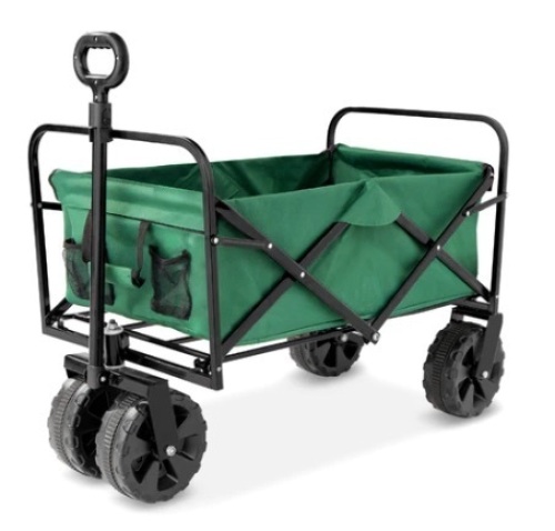 Indoor Outdoor Utility Cart w/ 360-Degree Wheels, Adjustable Handle, 36in, Green - Lot 723