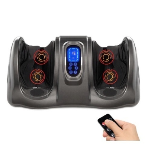 Therapeutic Foot Massager w/ High Intensity Rollers, Remote, 3 Modes, Gray - Lot 725
