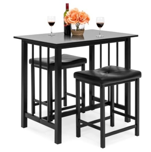 3-Piece Counter Height Dining Table Set w/ 2 Stools, Space-Saving Design - Lot 739