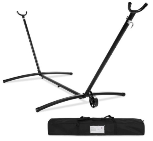 Portable Heavy-Duty Steel Hammock Stand w/ Built-In Wheel, Case - 9ft - Lot 735