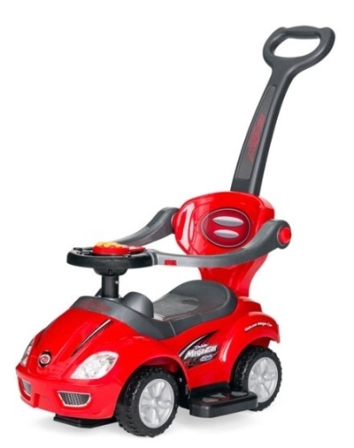 3-in-1 Kids Push Car w/ Handle and Horn, Red - Lot 738