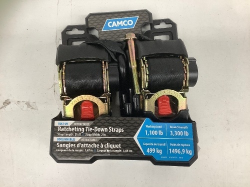 Camco Retractable Tie Down Straps, E-Commerce Return, Retail 36.23 - Lot 222