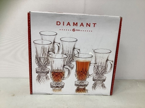 6pcs Diamant Glass Mugs, New, Retail $28.00 - Lot 388