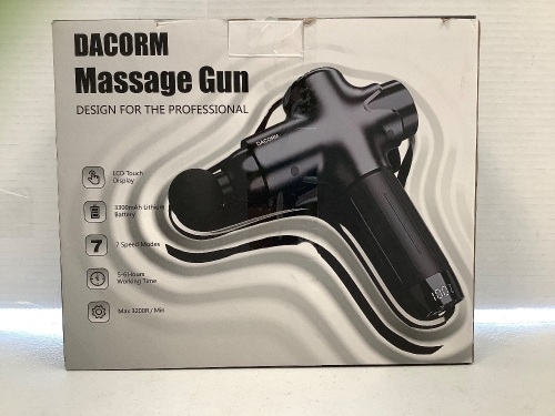 Dacorm Massage Gun, Powers Up, Appears New, Retail $75.00 - Lot 278