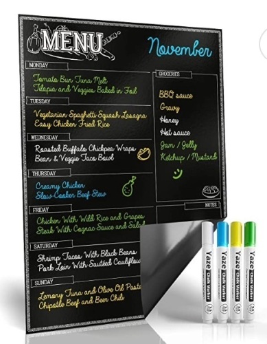 Magnetic Menu Board for Kitchen Fridge w/ Chalk Markers, New, Retail 14.99 - Lot 563