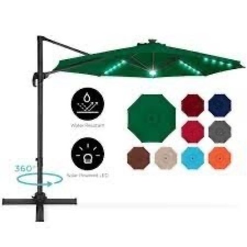 360-Degree LED Cantilever Offset Patio Umbrella w/ Tilt - 10ft - Lot 507