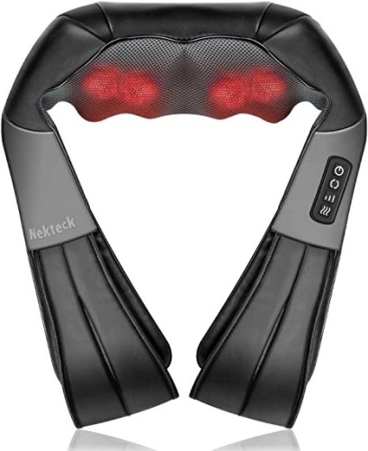 Neck and Back Massager with Soothing Heat, Nekteck Electric Deep Tissue 3D Kneading Massage Pillow for Shoulder - Lot 584