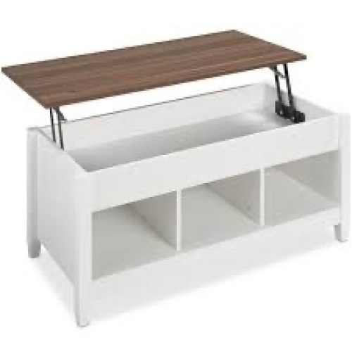 Multifunctional Lift Top Coffee Table w/ Hidden Storage, 3 Cubbies - Lot 589