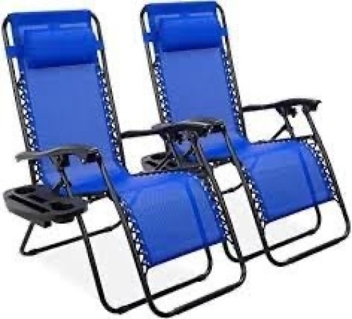 Set of 2 Adjustable Steel Mesh Zero Gravity Lounge Chair Recliners - Lot 592